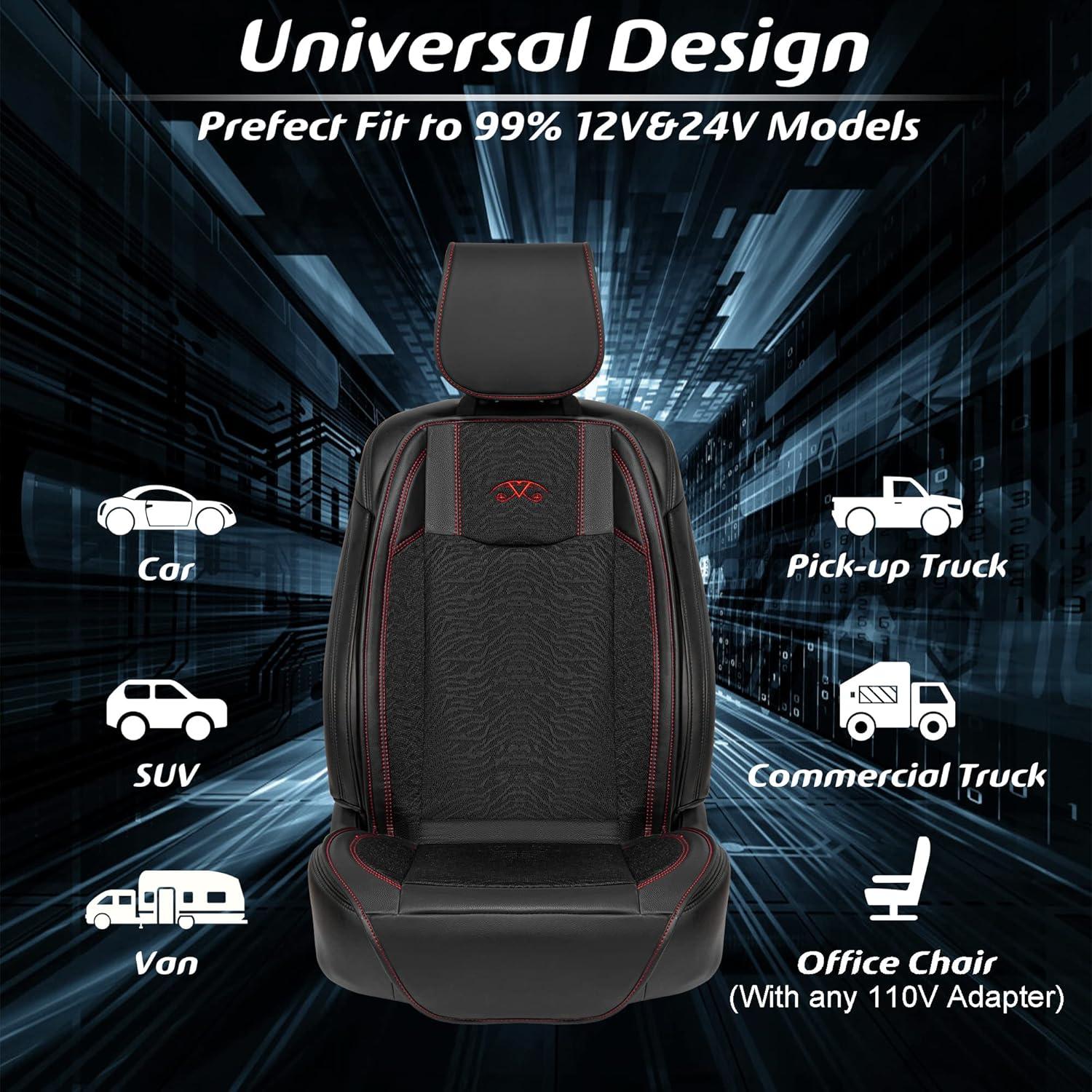 Funda de Asiento Refrigerante Paffenery 1Pcs Negro 12V-24V