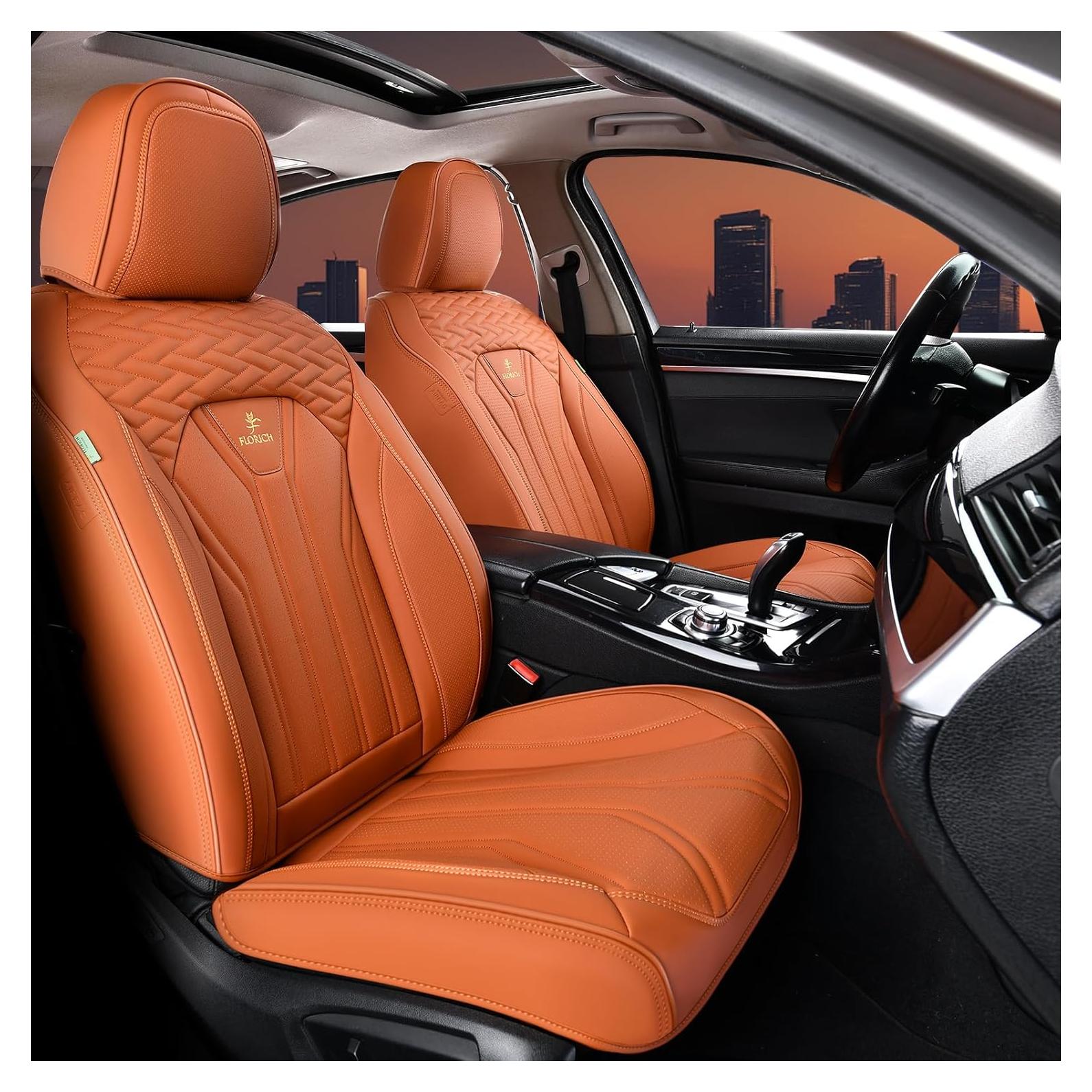 Cubiertas de Asiento FLORICH Naranja Cuero Impermeable Ajuste Universal