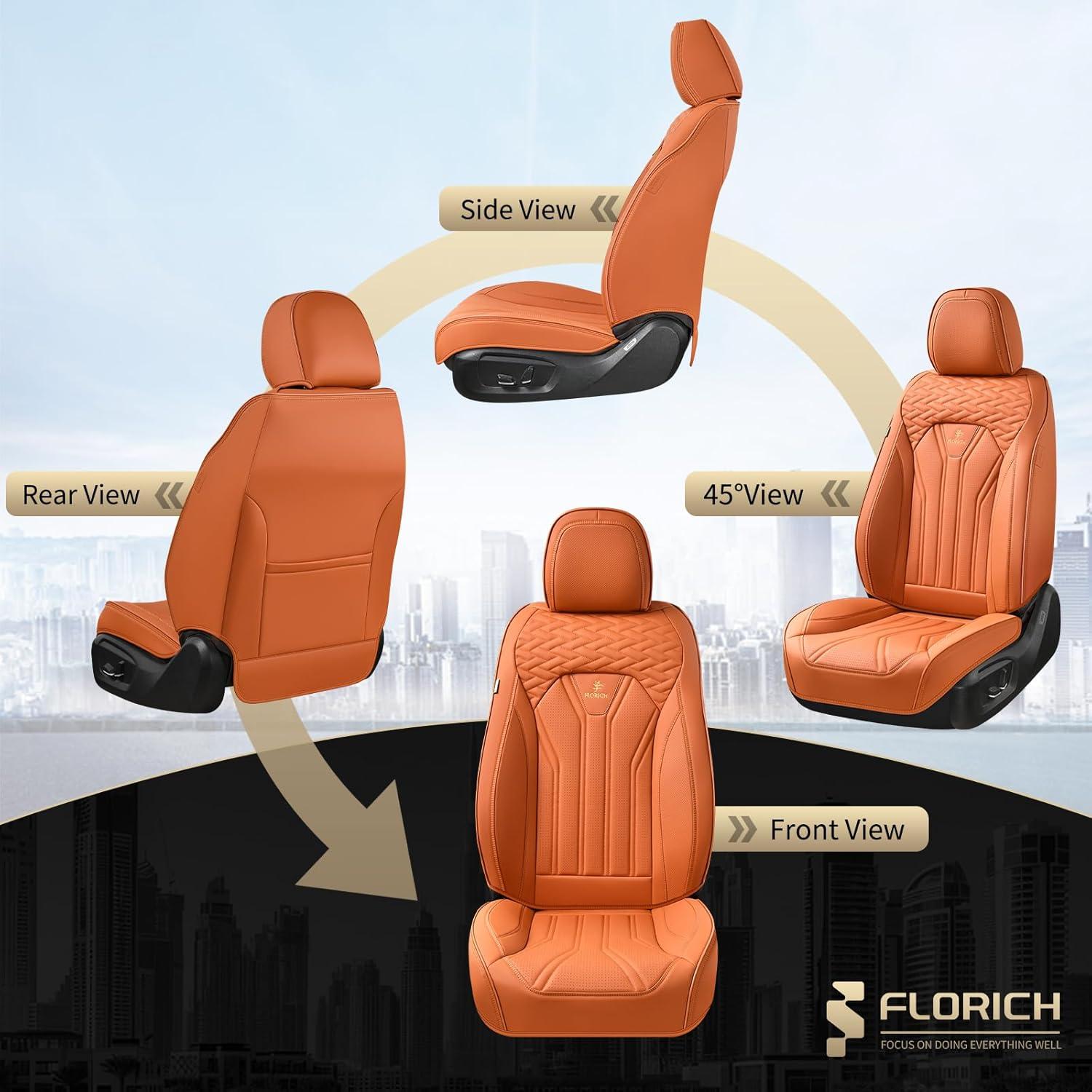 Cubiertas de Asiento FLORICH Naranja Cuero Impermeable Ajuste Universal