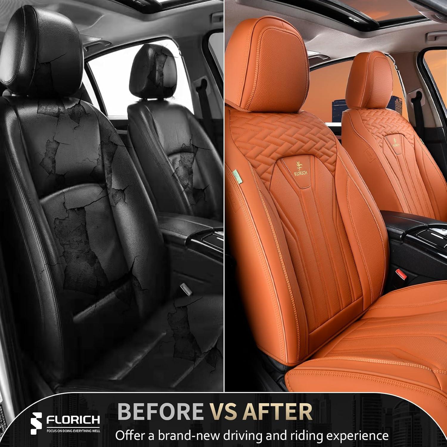 Cubiertas de Asiento FLORICH Naranja Cuero Impermeable Ajuste Universal