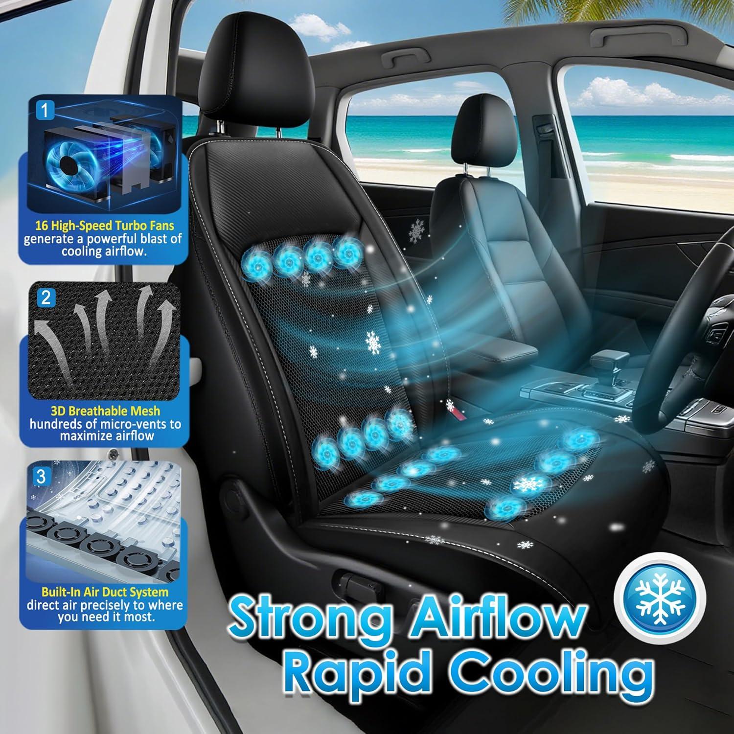Funda de Asiento de Coche WINTAM 3-en-1 con Masaje y Ventilación