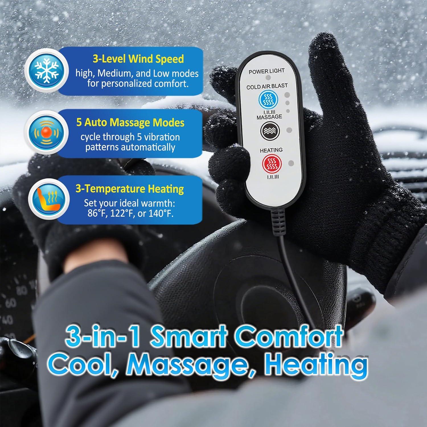 Funda de Asiento de Coche WINTAM 3-en-1 con Masaje y Ventilación