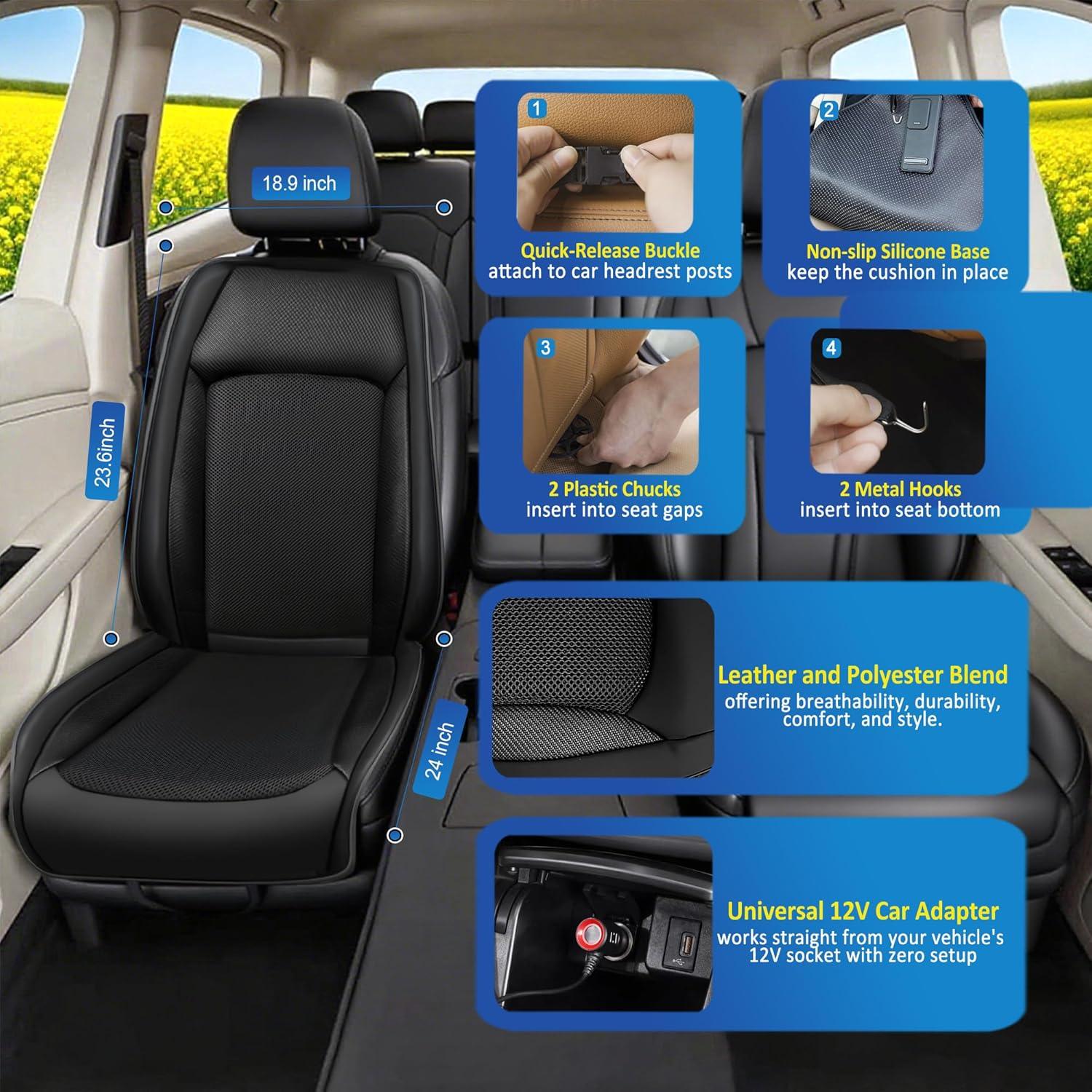 Funda de Asiento de Coche WINTAM 3-en-1 con Masaje y Ventilación