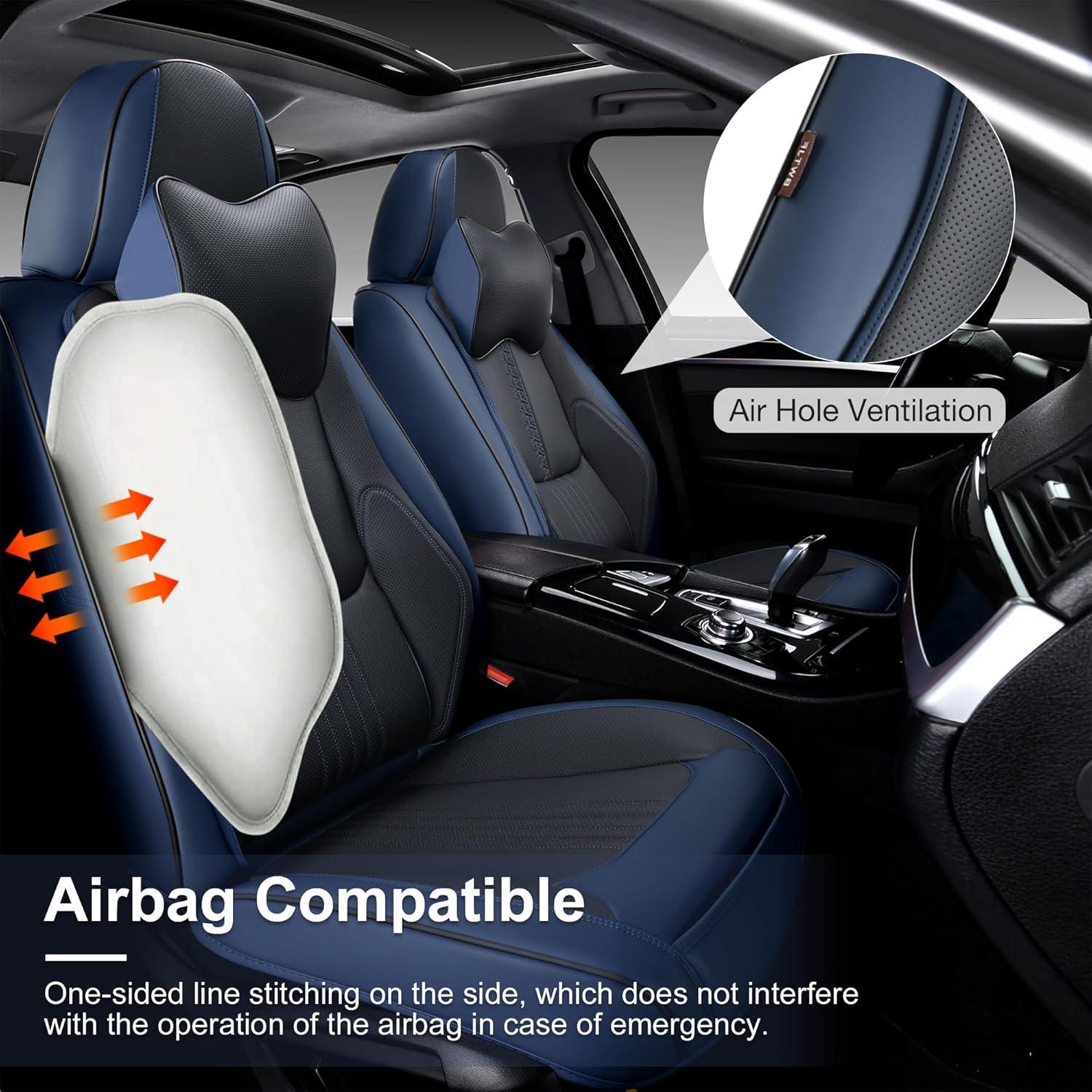 Cubiertas de Asientos de Coche BWTJF Juego Completo Universal Negro y Marino