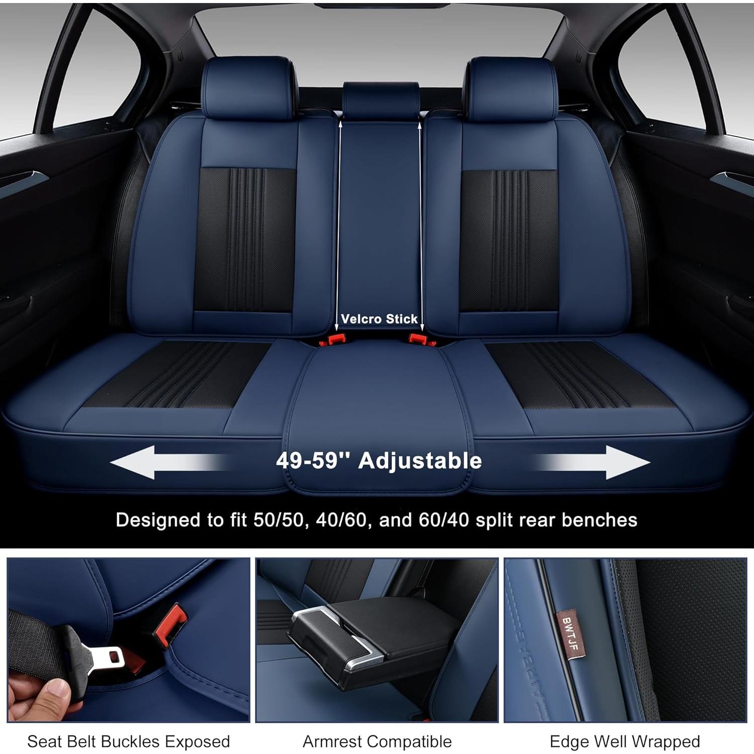 Cubiertas de Asientos de Coche BWTJF Juego Completo Universal Negro y Marino