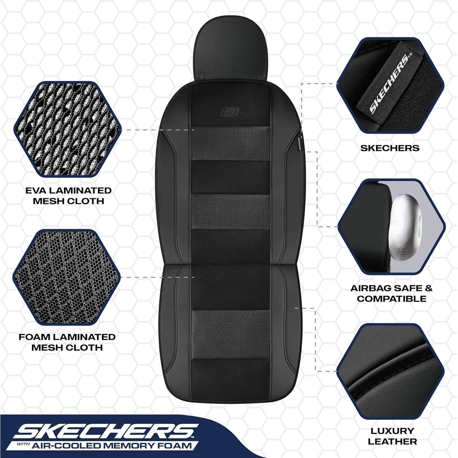 Cubiertas de Asiento de Coche Skechers Negro Espuma de Memoria