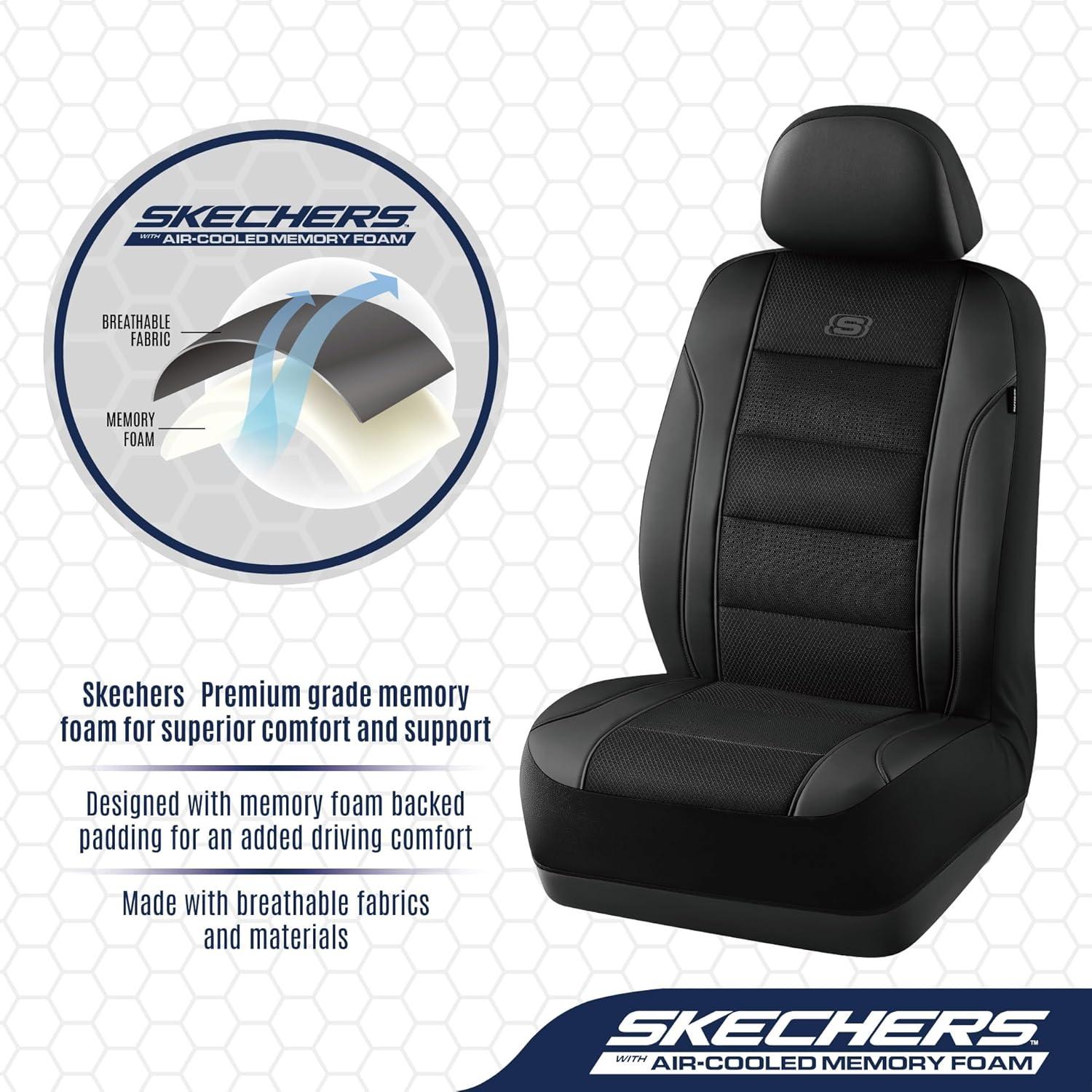 Cubiertas de Asiento de Coche Skechers Negro Espuma de Memoria