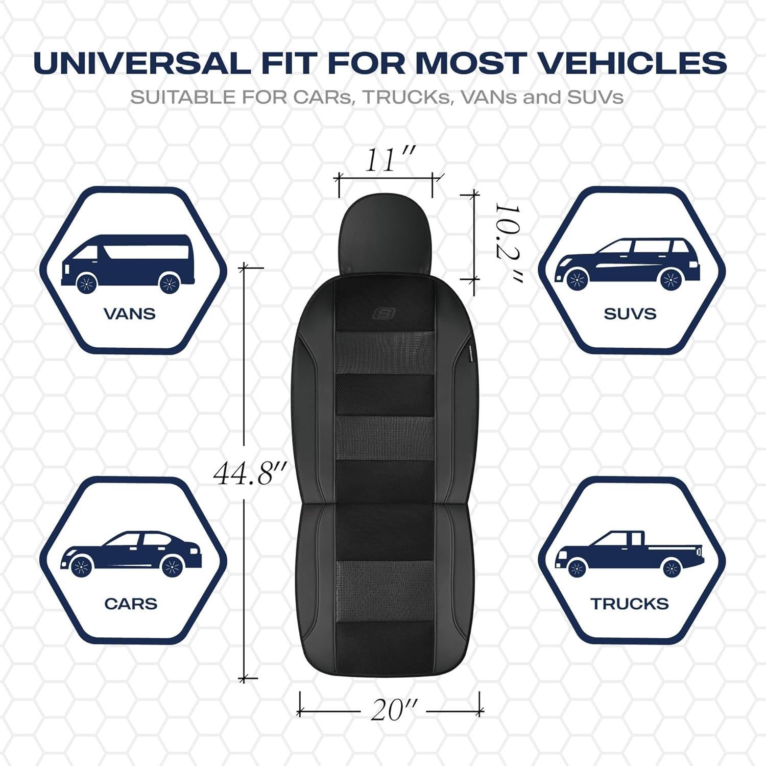 Cubiertas de Asiento de Coche Skechers Negro Espuma de Memoria