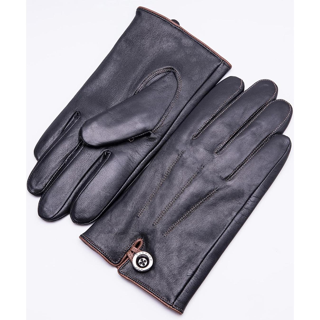 Guantes de Cuero de Cordero YISEVEN para Hombre Invierno Táctiles