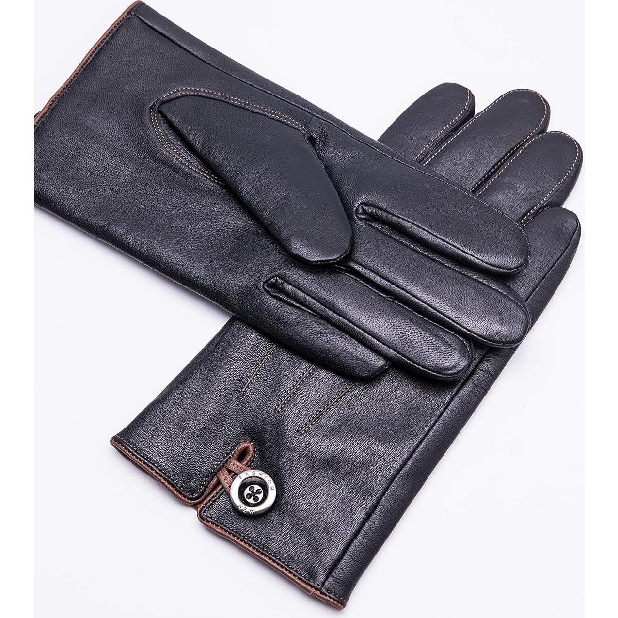 Guantes de Cuero de Cordero YISEVEN para Hombre Invierno Táctiles