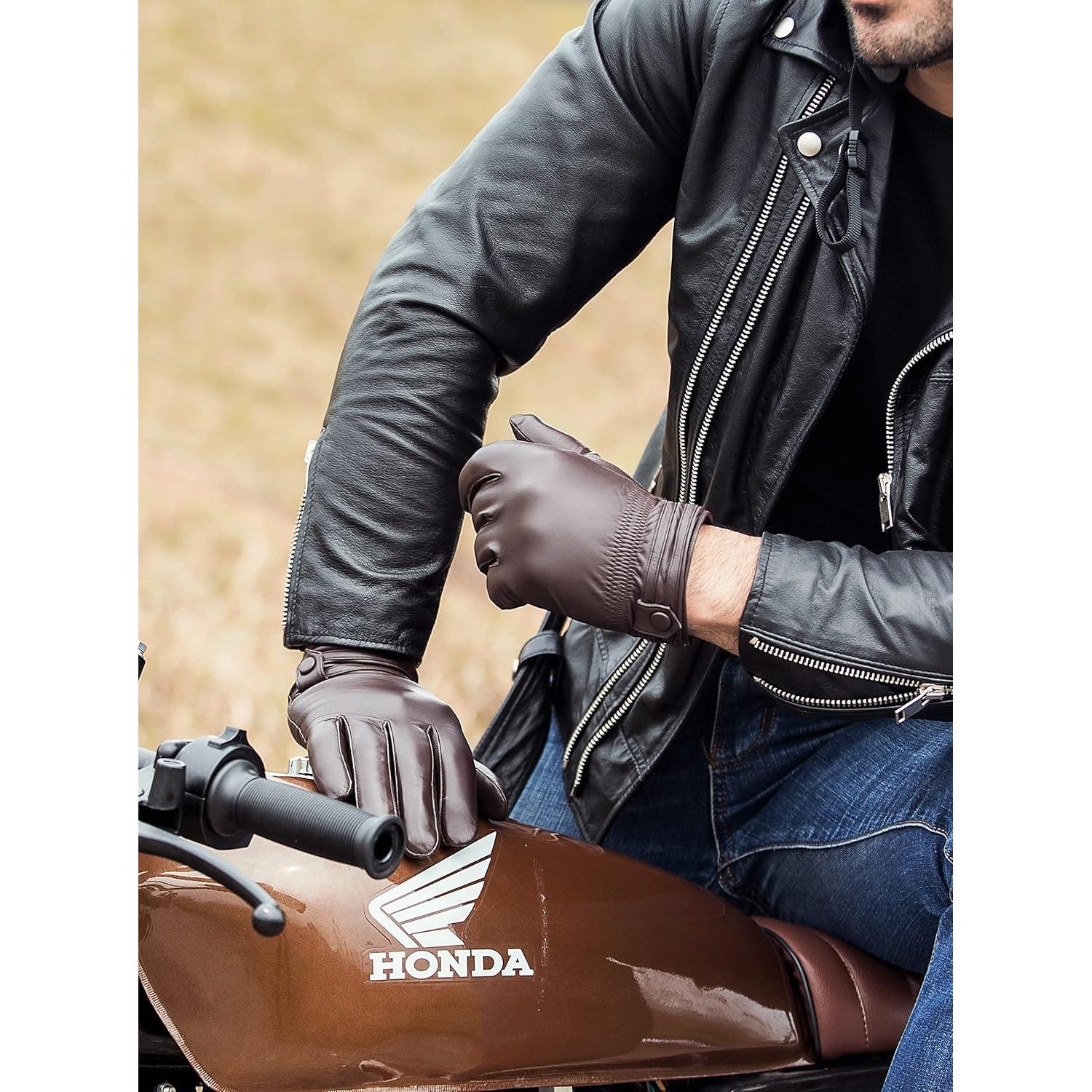 Guantes de Cuero Táctiles YISEVEN para Hombre 100% Piel de Oveja