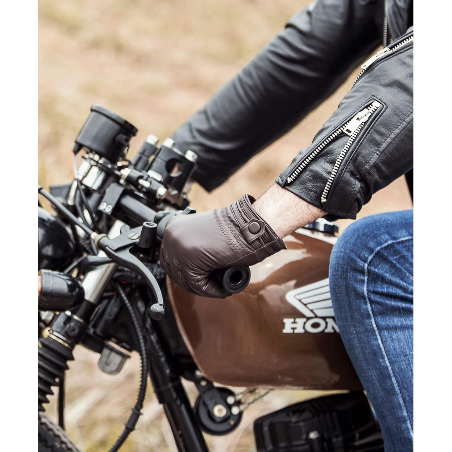 Guantes de Cuero Táctiles YISEVEN para Hombre 100% Piel de Oveja