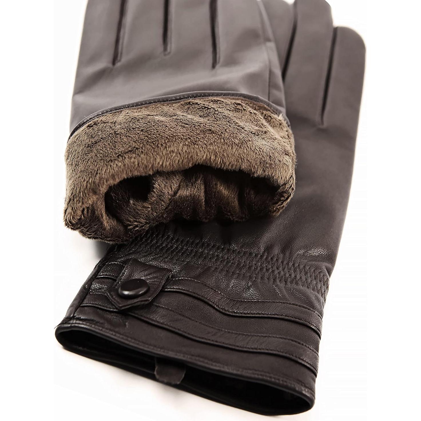 Guantes de Cuero Táctiles YISEVEN para Hombre 100% Piel de Oveja