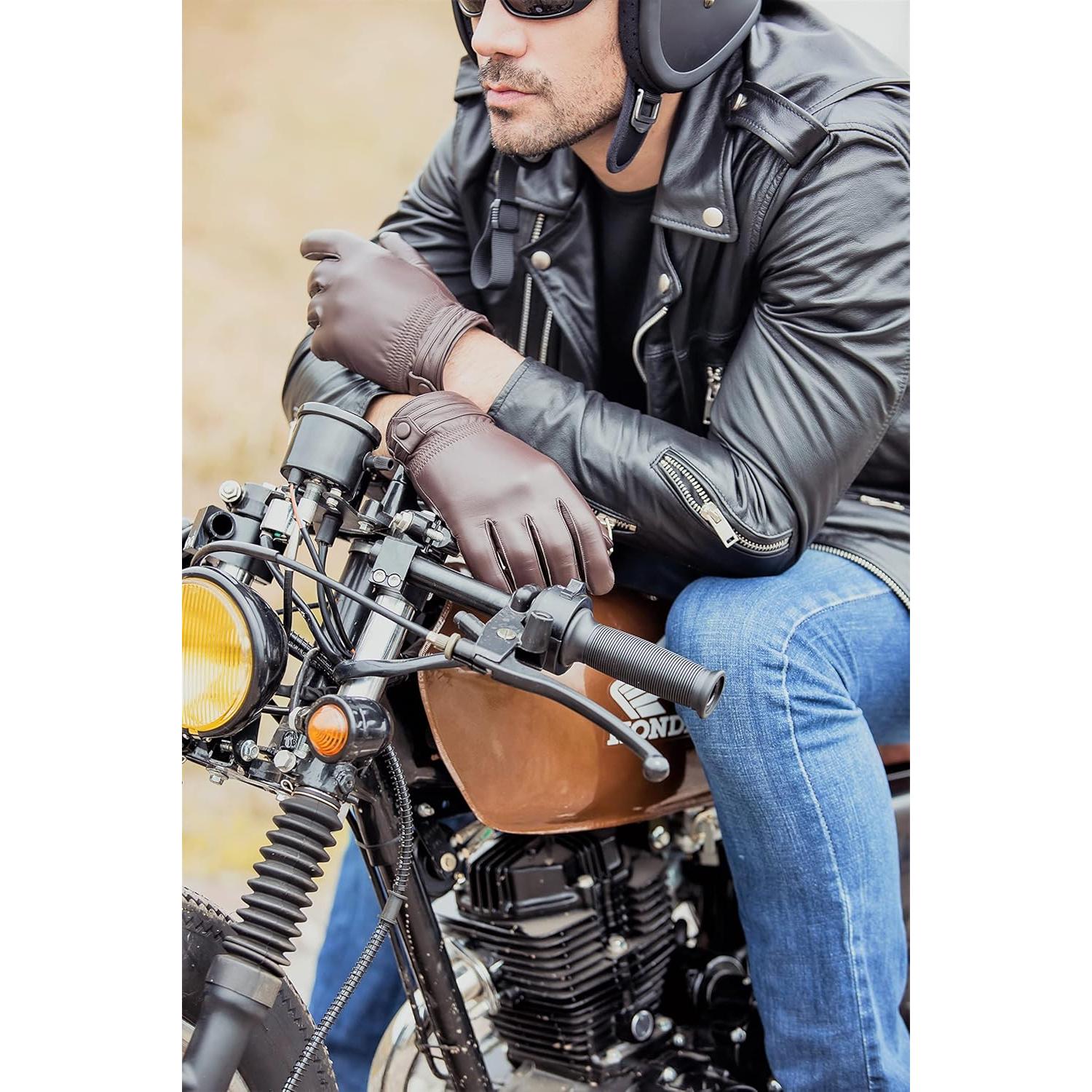 Guantes de Cuero Táctiles YISEVEN para Hombre 100% Piel de Oveja