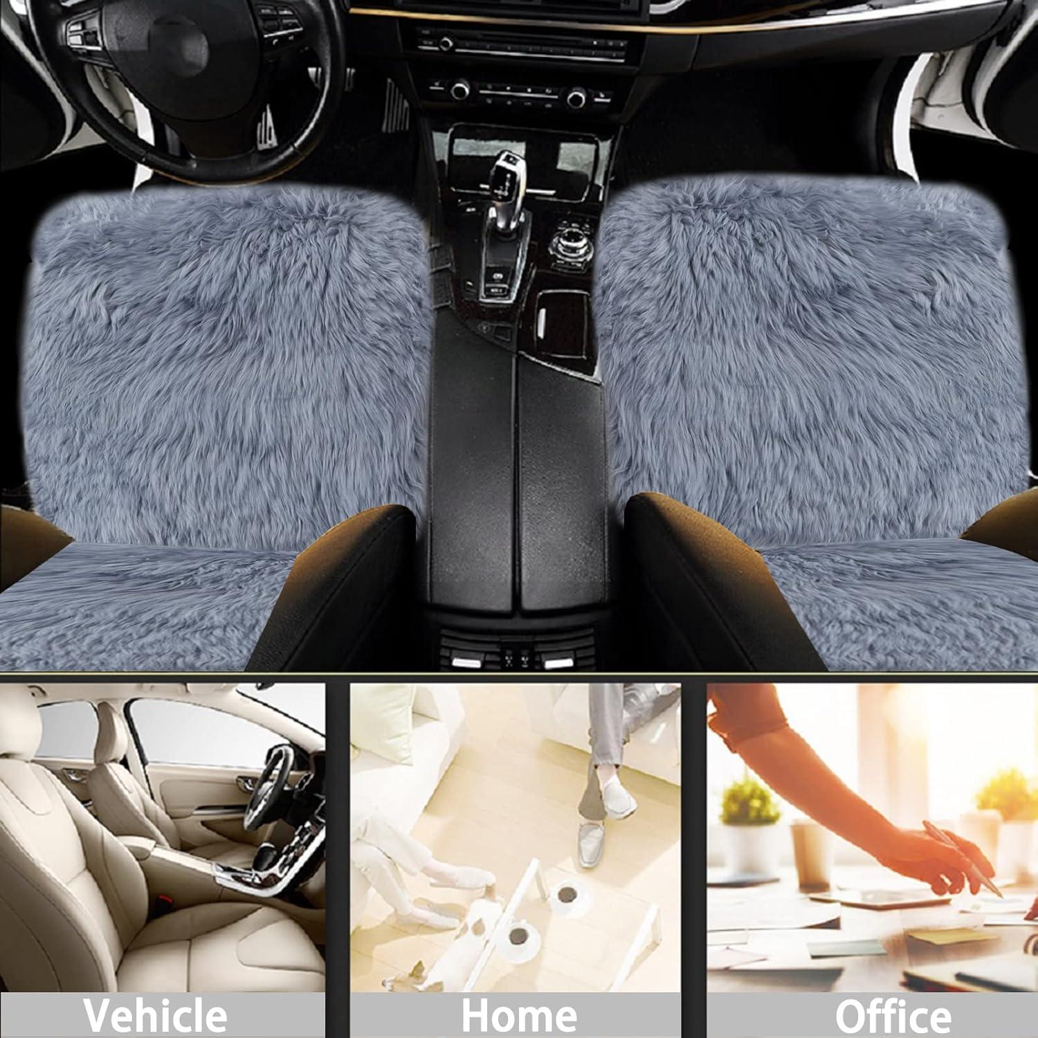 Cubierta de Asiento de Piel de Oveja Big Ant Gris - Ajuste Universal