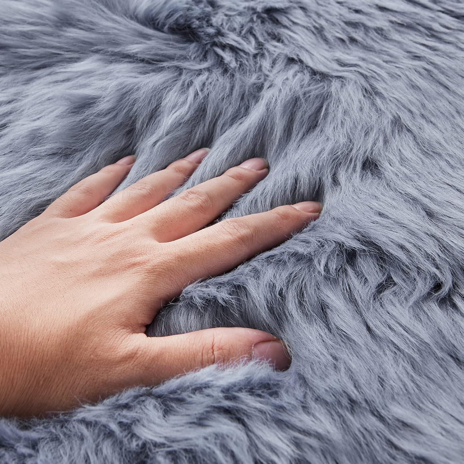 Cubierta de Asiento de Piel de Oveja Big Ant Gris - Ajuste Universal