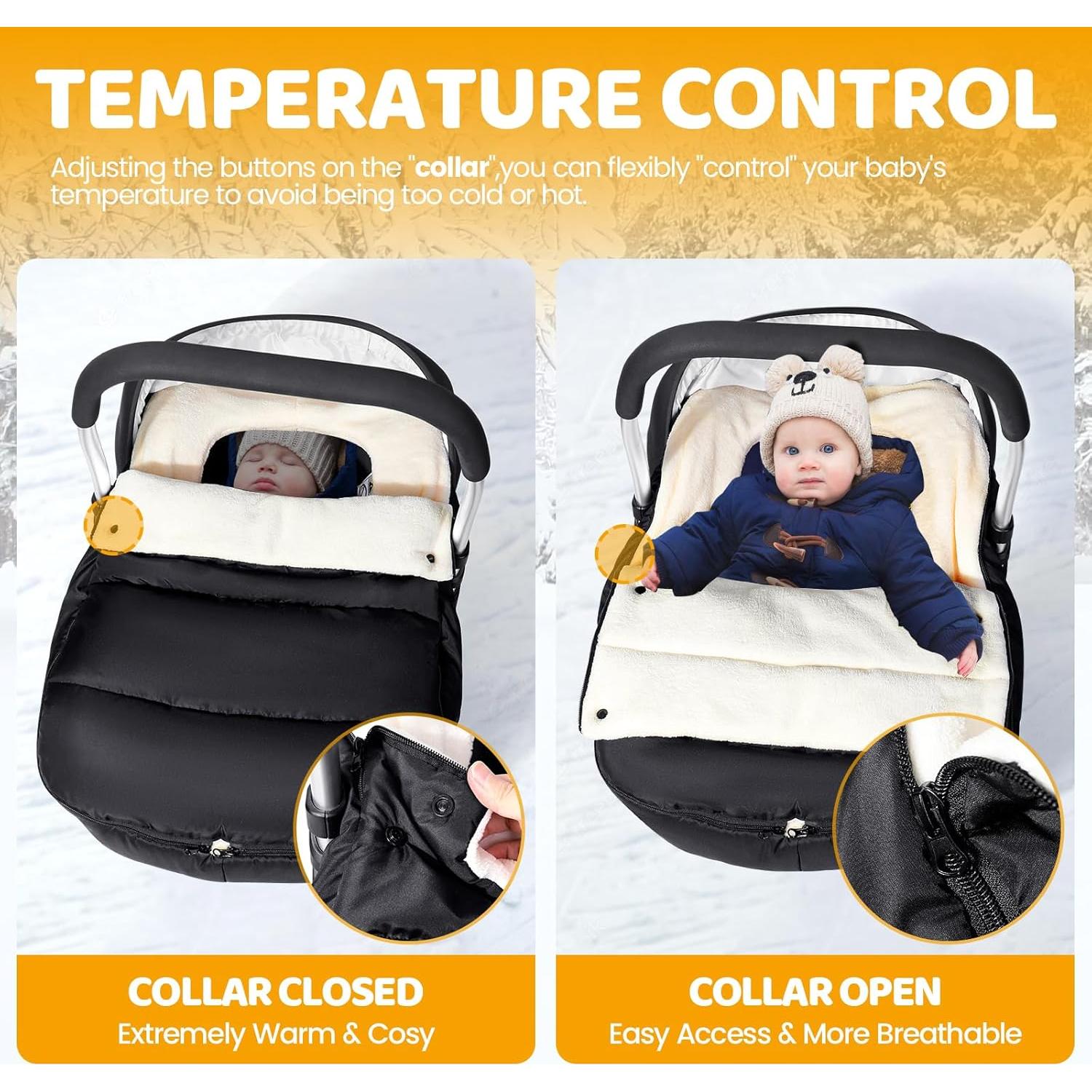 Funda de Asiento de Coche Orzbow para Bebés Invierno Negra