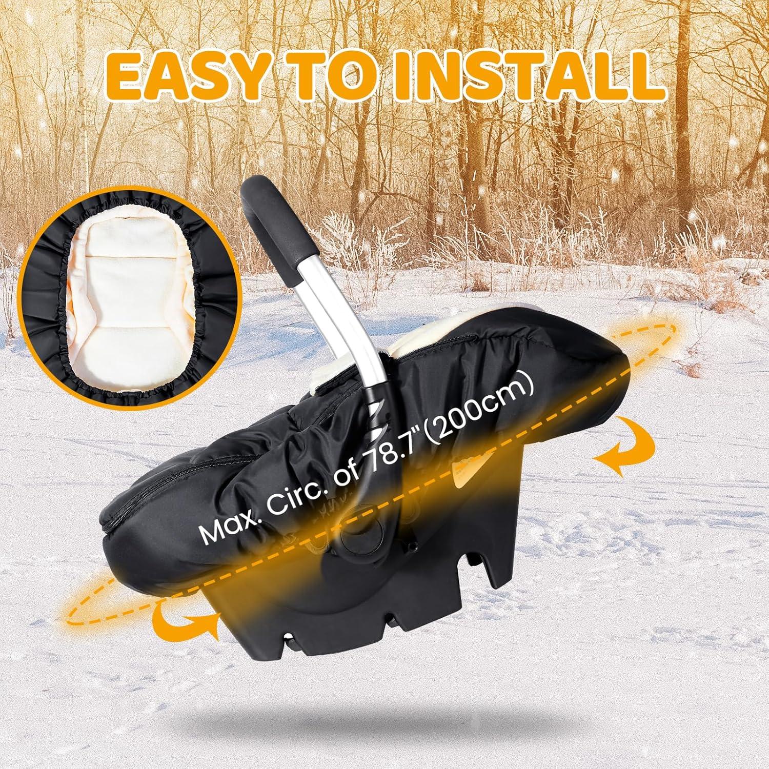 Funda de Asiento de Coche Orzbow para Bebés Invierno Negra