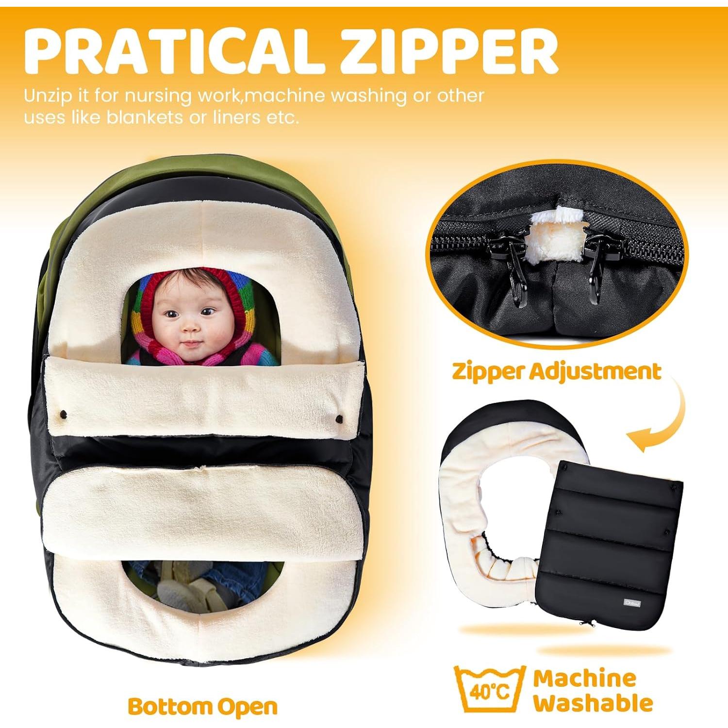 Funda de Asiento de Coche Orzbow para Bebés Invierno Negra