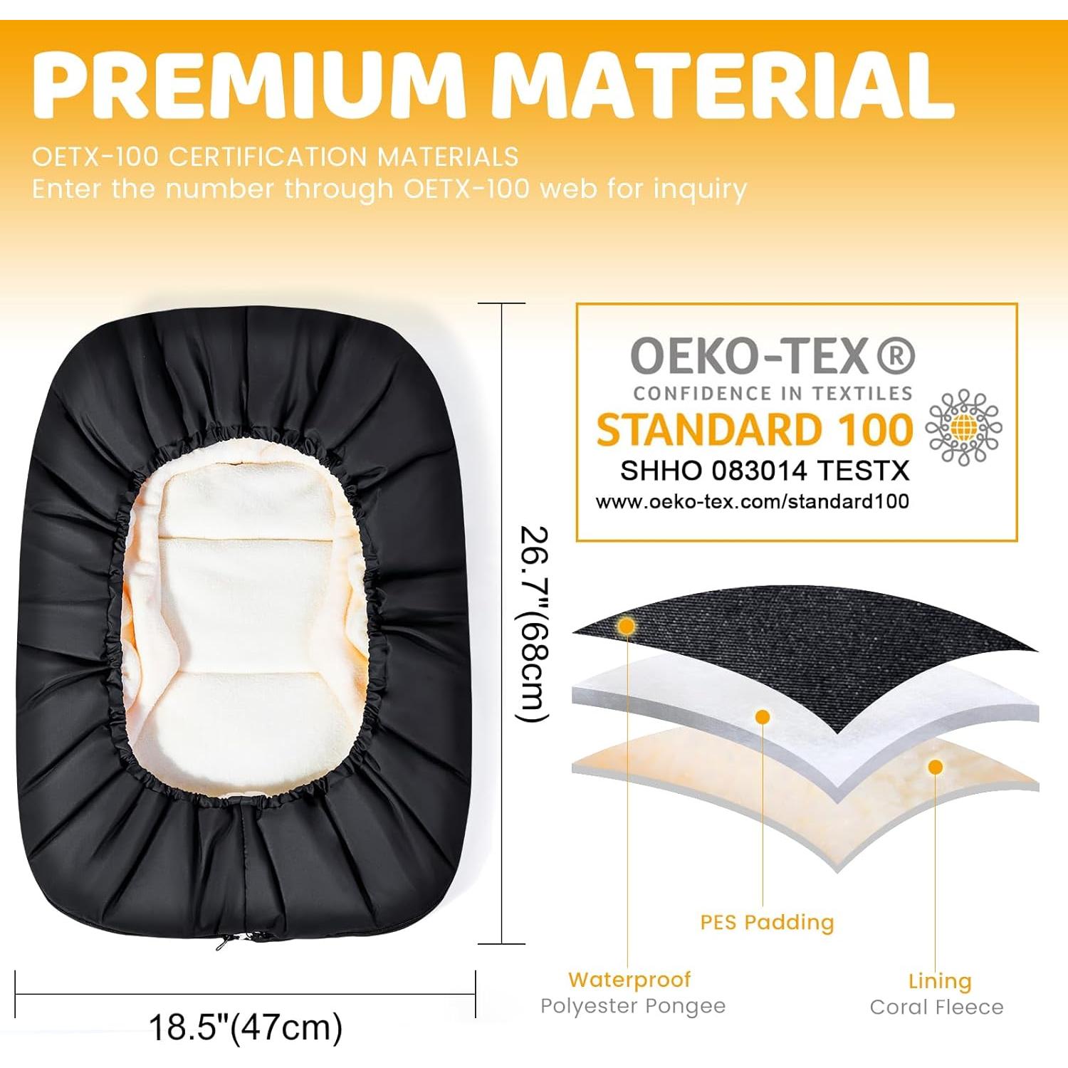 Funda de Asiento de Coche Orzbow para Bebés Invierno Negra