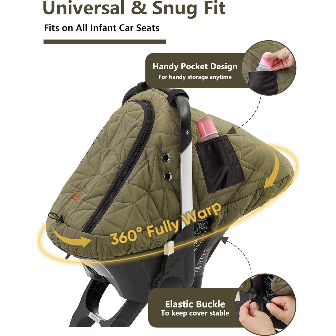 Cubierta de Asiento de Coche para Bebé Sprouterie Verde Oliva