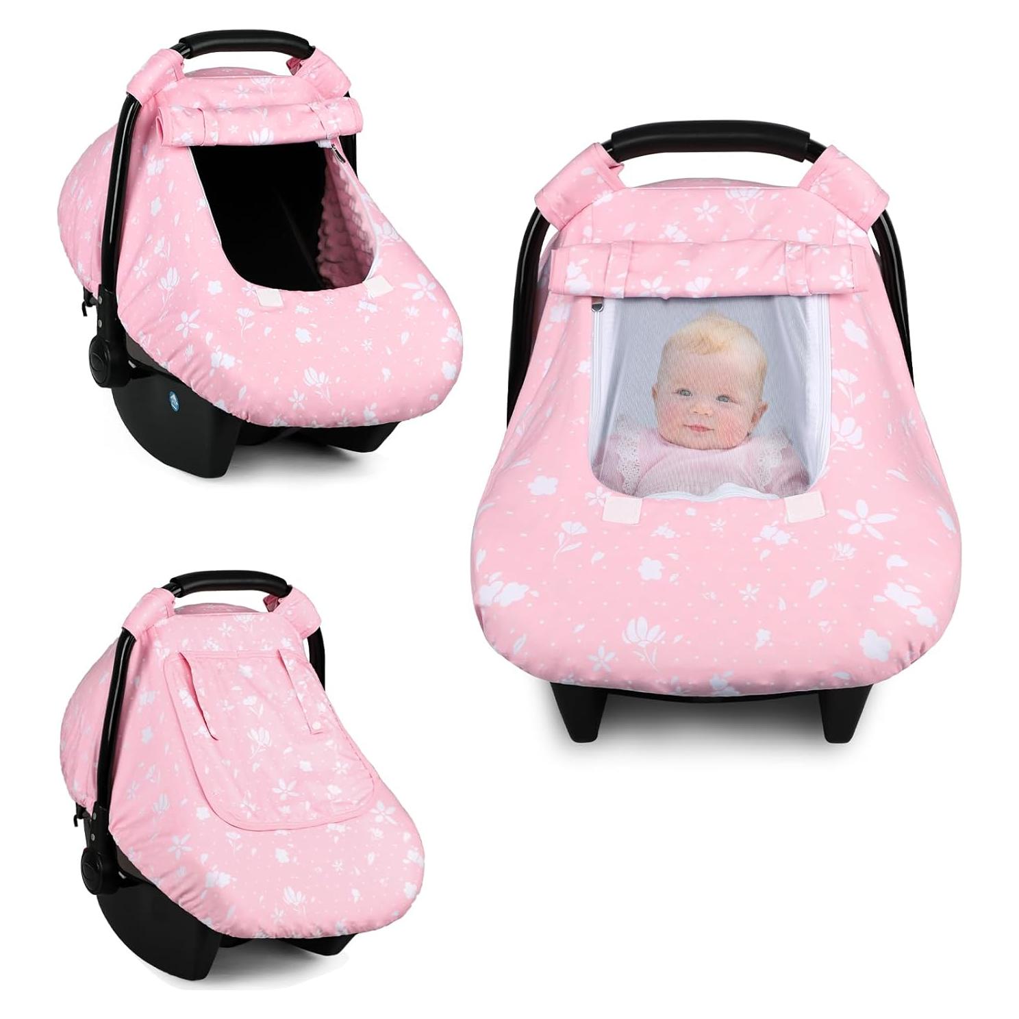 Funda de Asiento de Coche para Bebé ManFaiSky Rosa Transpirable
