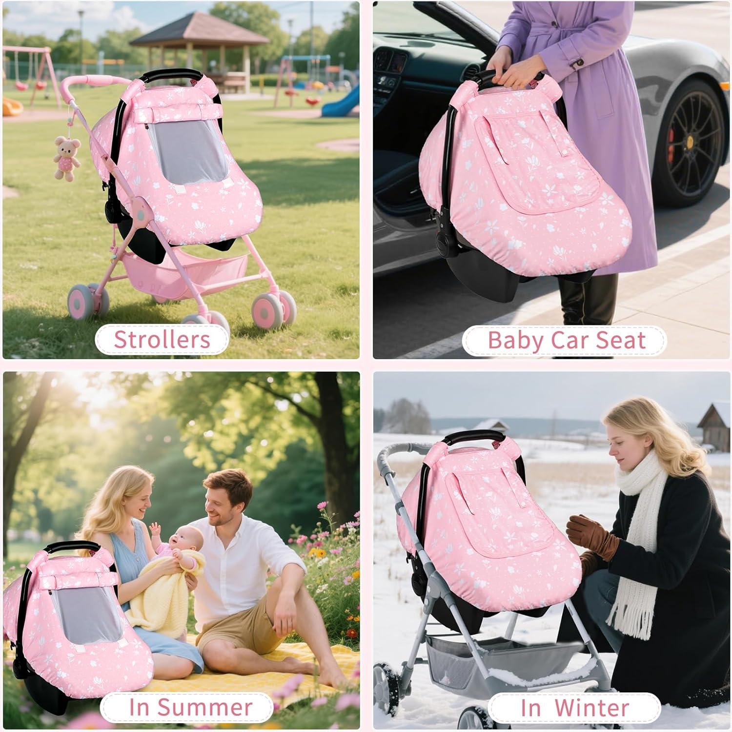 Funda de Asiento de Coche para Bebé ManFaiSky Rosa Transpirable