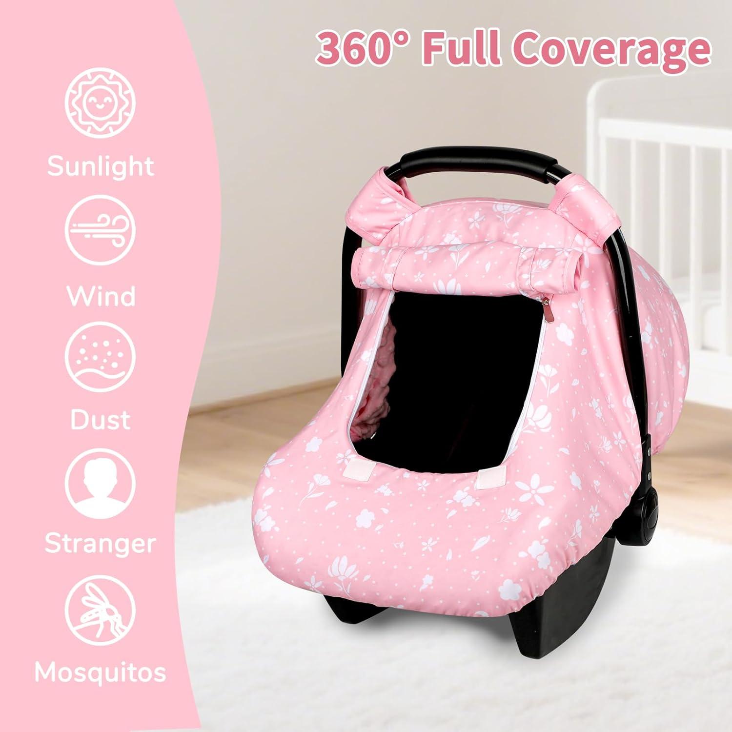 Funda de Asiento de Coche para Bebé ManFaiSky Rosa Transpirable