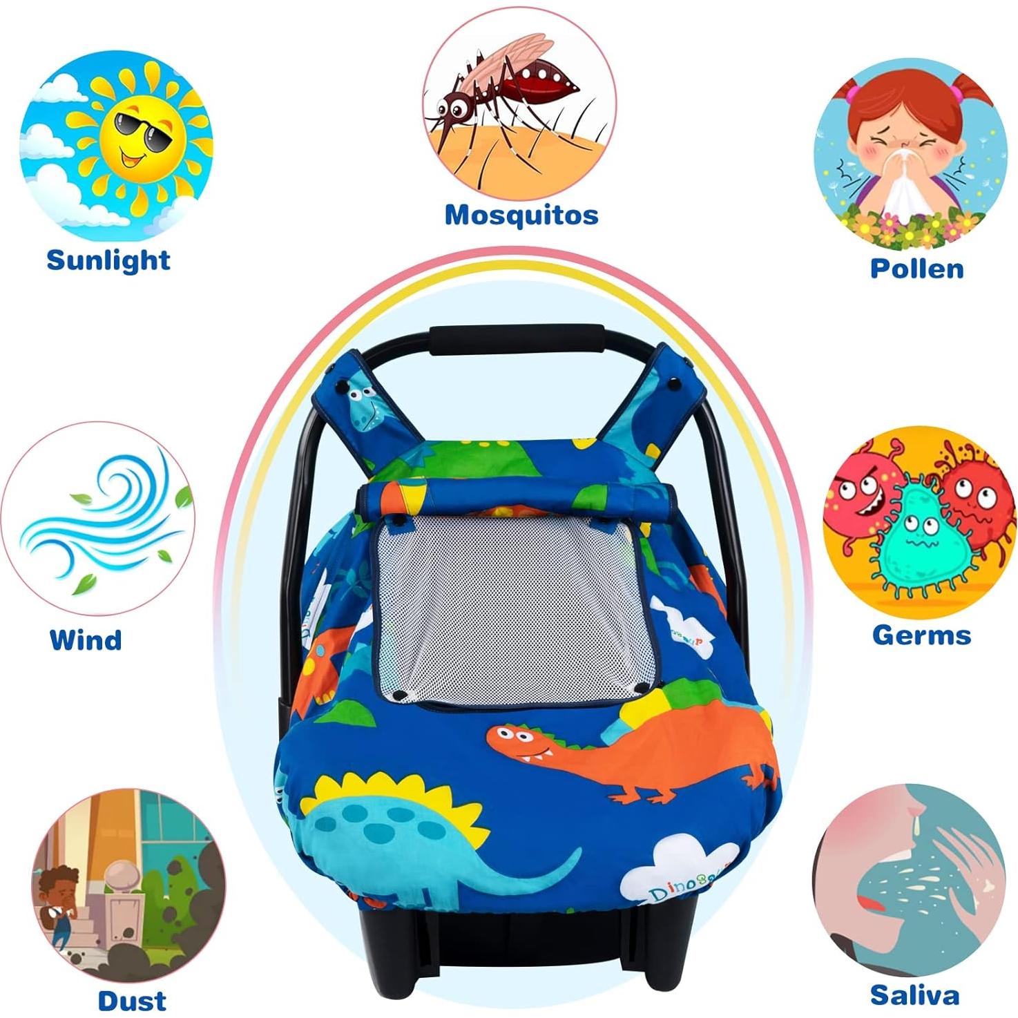 Cubierta para Asiento de Coche Bebé SMTTW Dinosaurio Universal