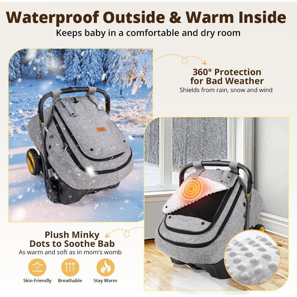 Cubierta de Asiento de Auto Bioby para Bebé Gris Impermeable