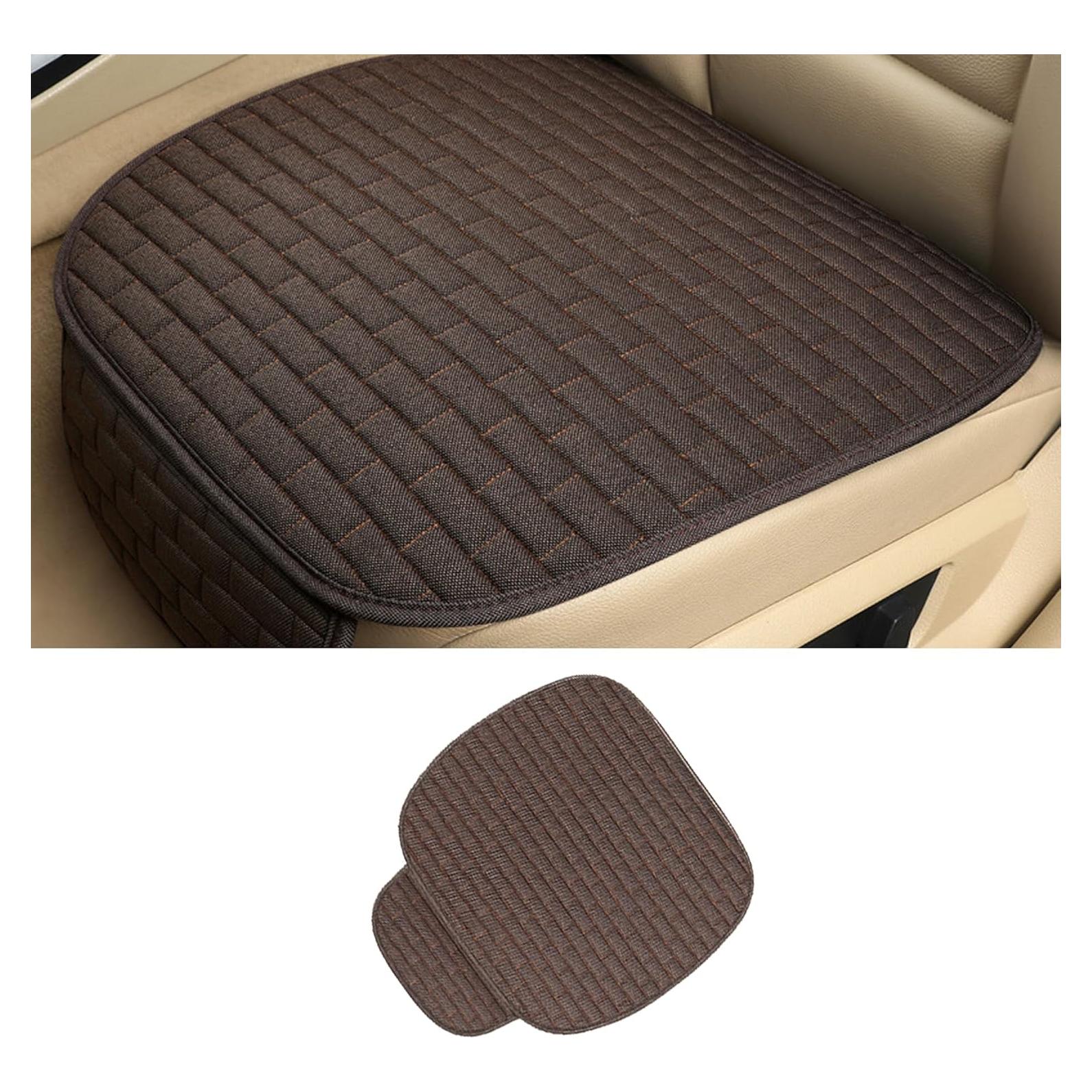 Funda de Asiento de Coche Tioollev Lino Antideslizante Café