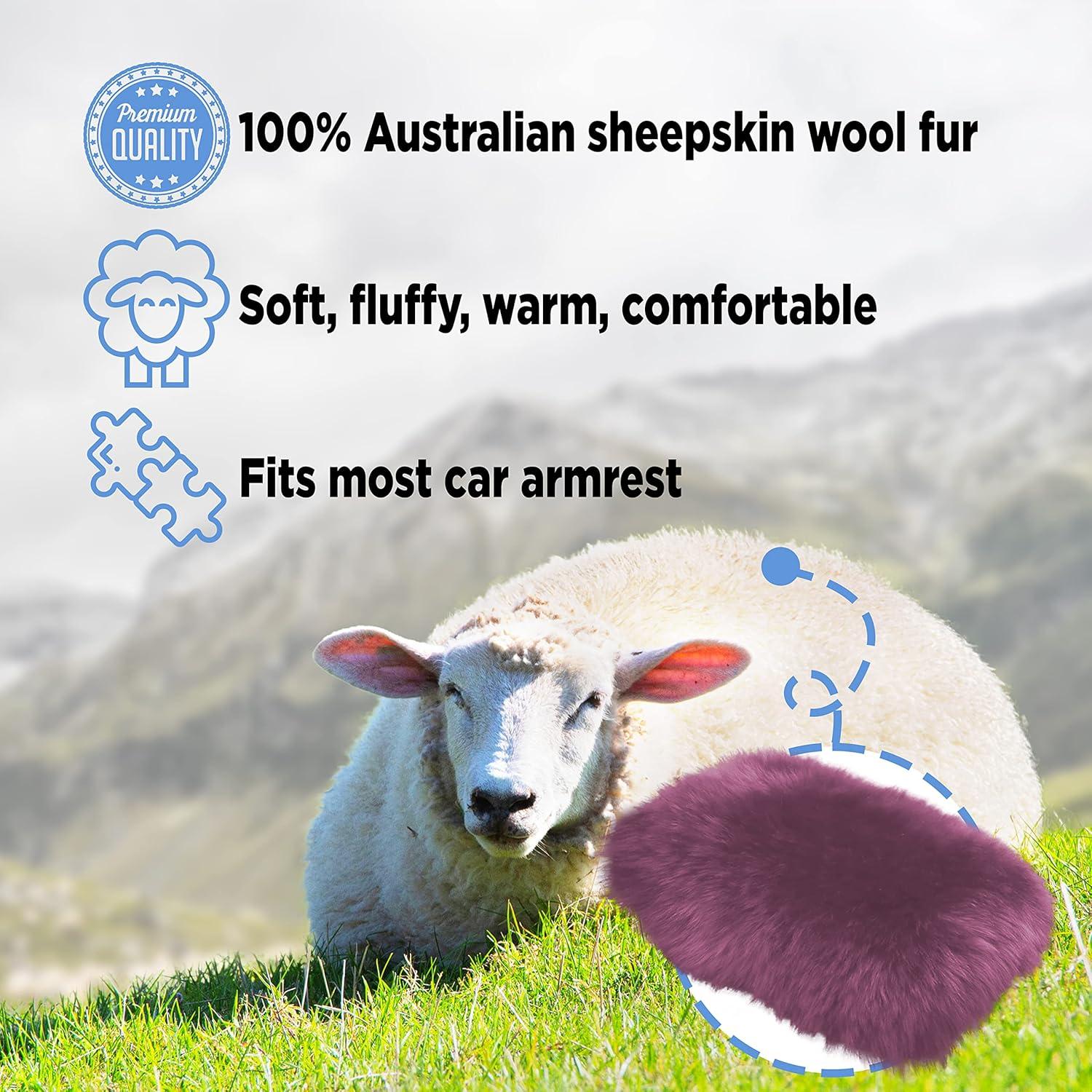 Cubierta de Reposabrazos de Cordero Australiano Andalus - Púrpura 29x16cm