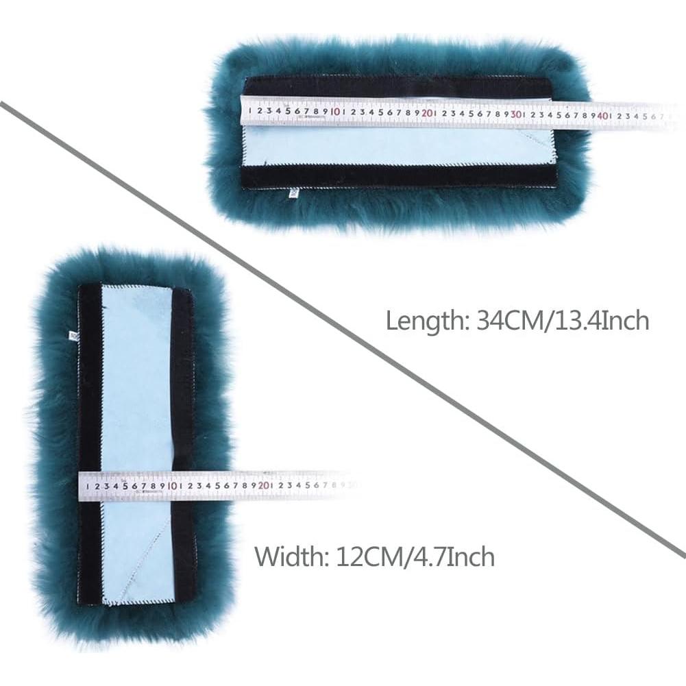 Fuzzy Sheepskin Seat Belt Cover, Fluffy Seatbelt Cover Pad for Pacemaker Adults Kids Women Universal Plush Cozy Long Wool Car,2 Pack Steel