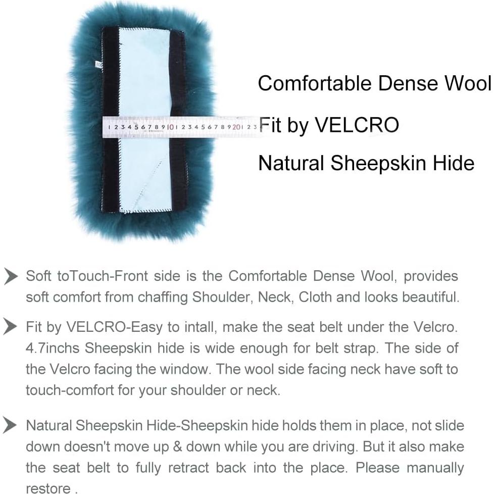 Fuzzy Sheepskin Seat Belt Cover, Fluffy Seatbelt Cover Pad for Pacemaker Adults Kids Women Universal Plush Cozy Long Wool Car,2 Pack Steel