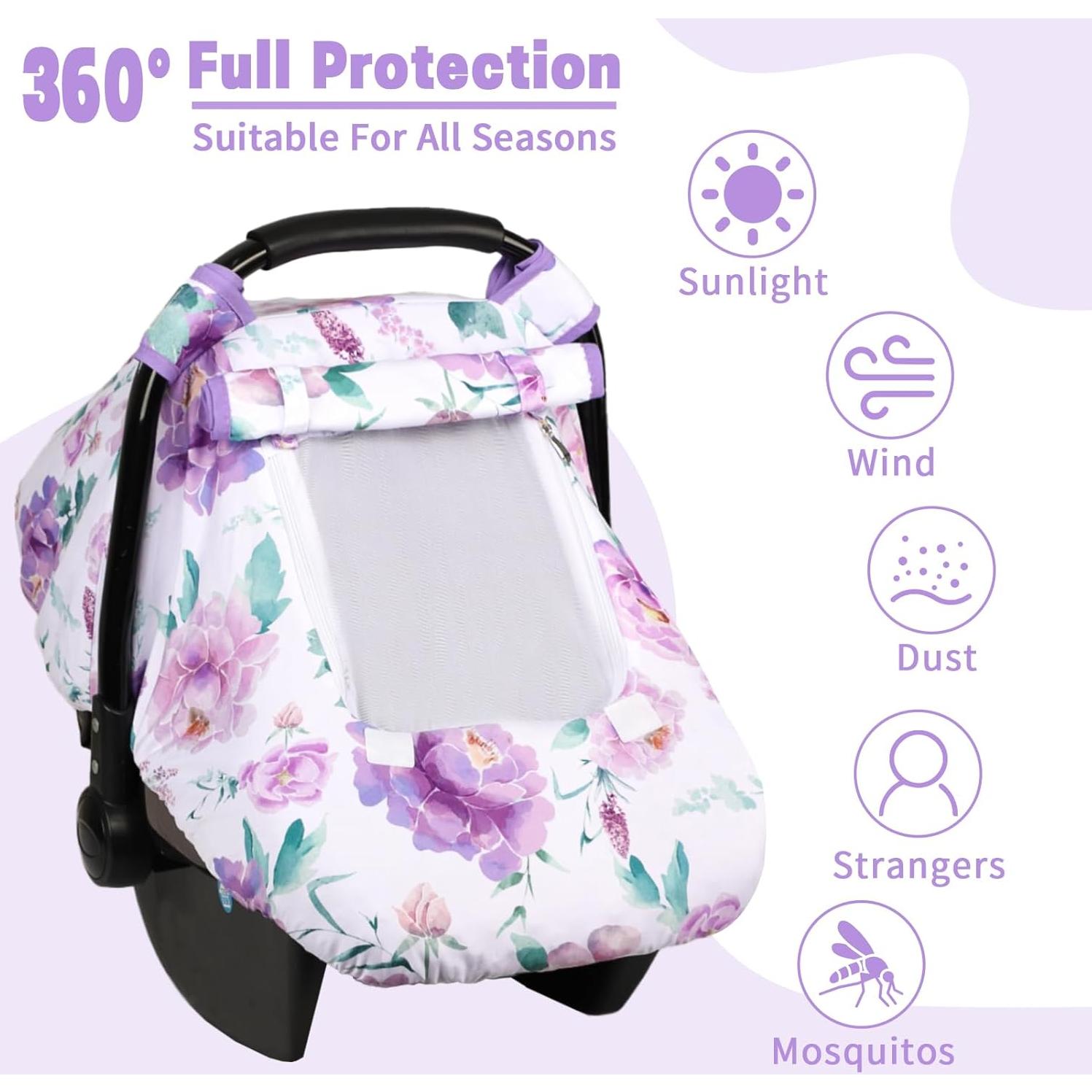 Funda de Asiento de Coche para Bebé HNHUAMING Púrpura 3 en 1