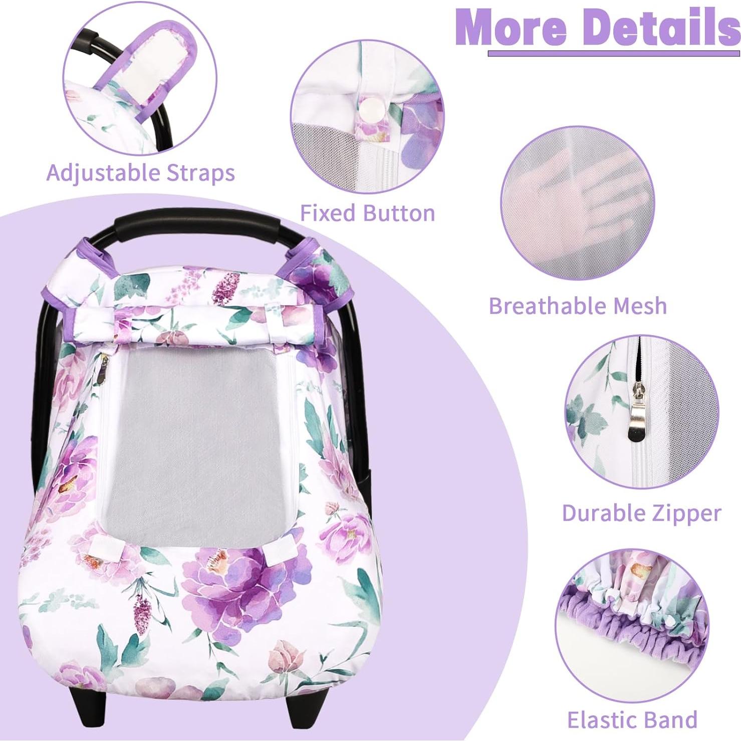 Funda de Asiento de Coche para Bebé HNHUAMING Púrpura 3 en 1