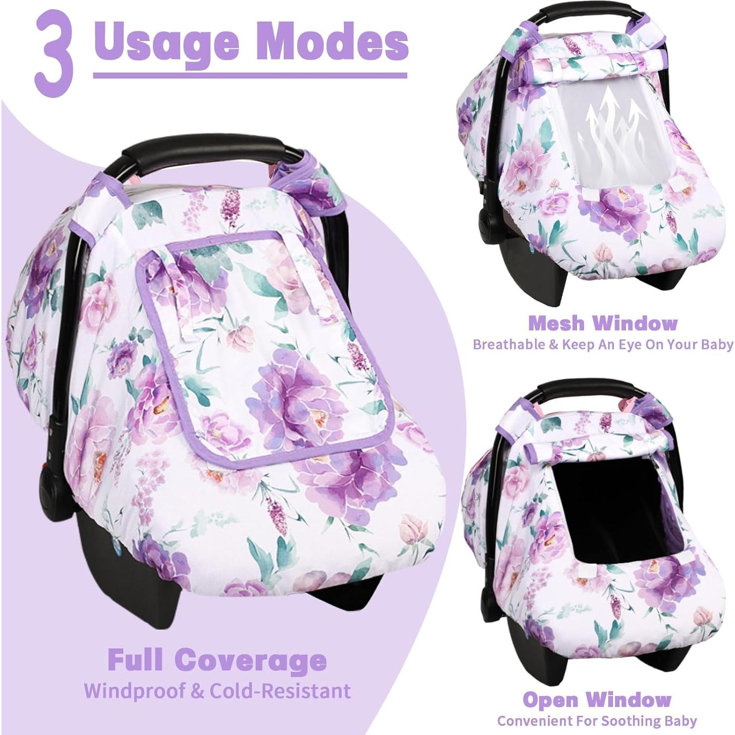 Funda de Asiento de Coche para Bebé HNHUAMING Púrpura 3 en 1