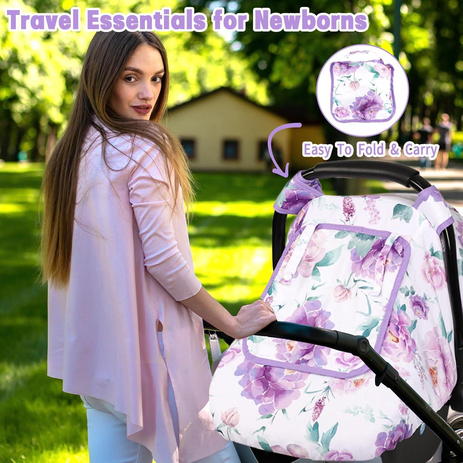 Funda de Asiento de Coche para Bebé HNHUAMING Púrpura 3 en 1