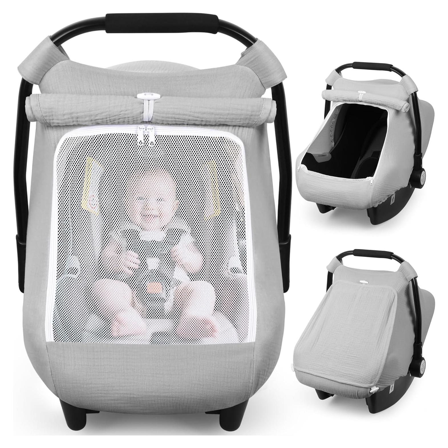 Cubierta de Asiento de Coche Rquite para Bebé Muslín Gris