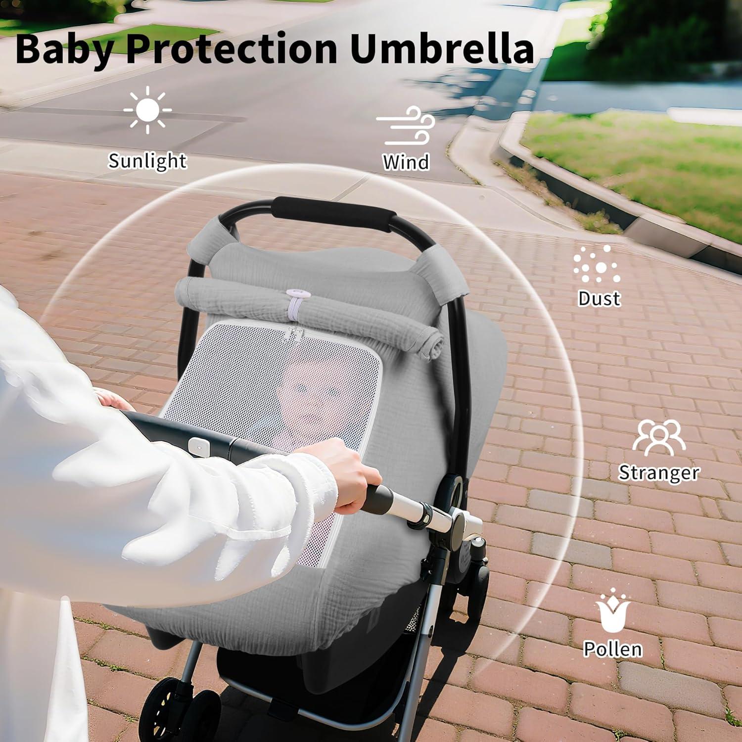 Cubierta de Asiento de Coche Rquite para Bebé Muslín Gris