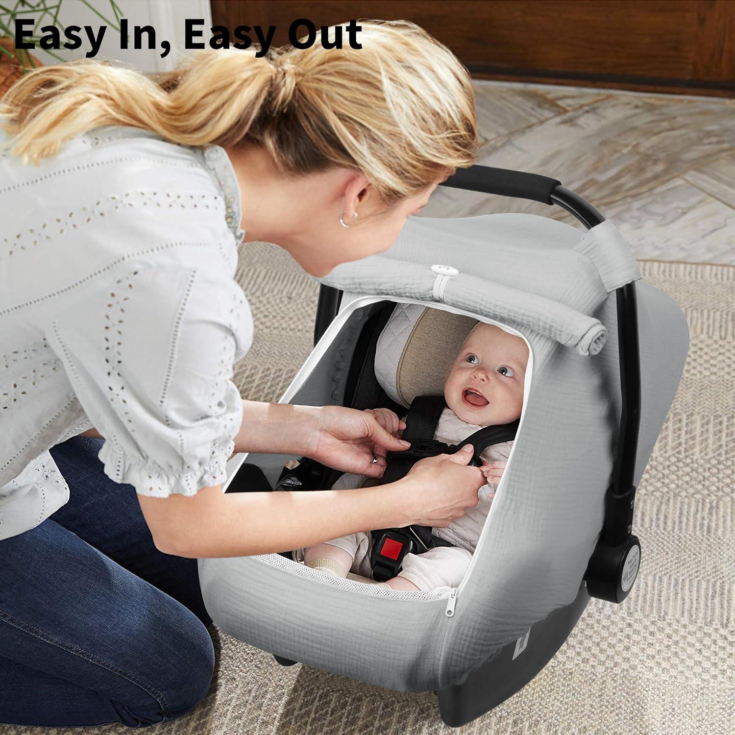 Cubierta de Asiento de Coche Rquite para Bebé Muslín Gris
