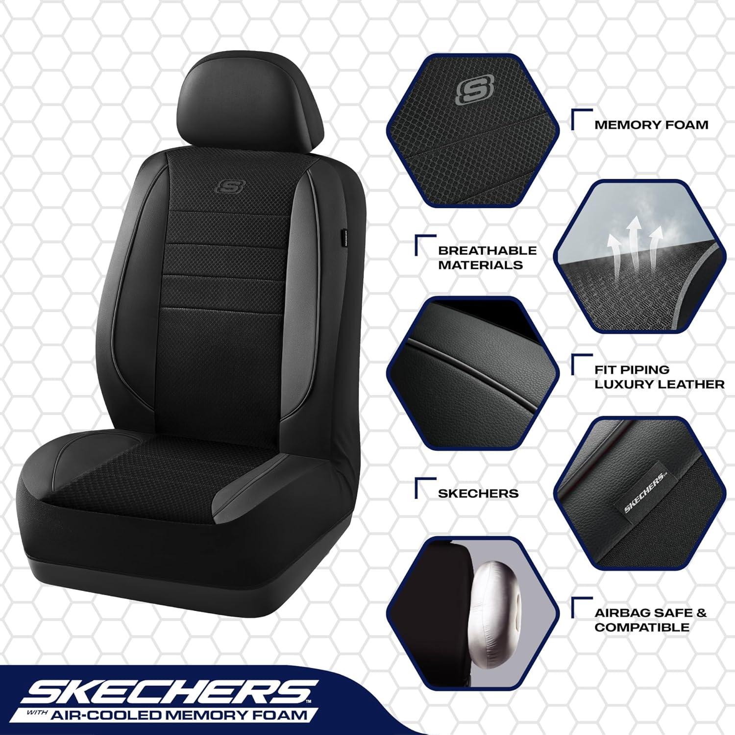 Funda de Asiento Skechers con Espuma de Memoria Negra - Ajuste Universal