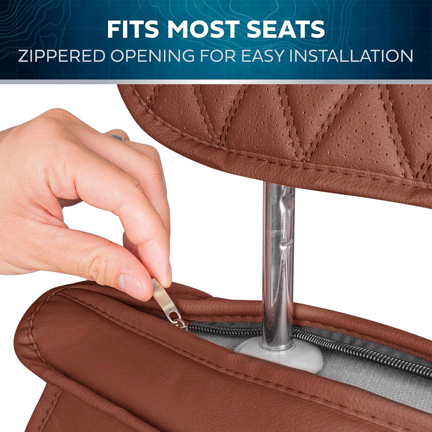 Fundas de Asiento de Coche MotorBox Cuero Sintético Marrón