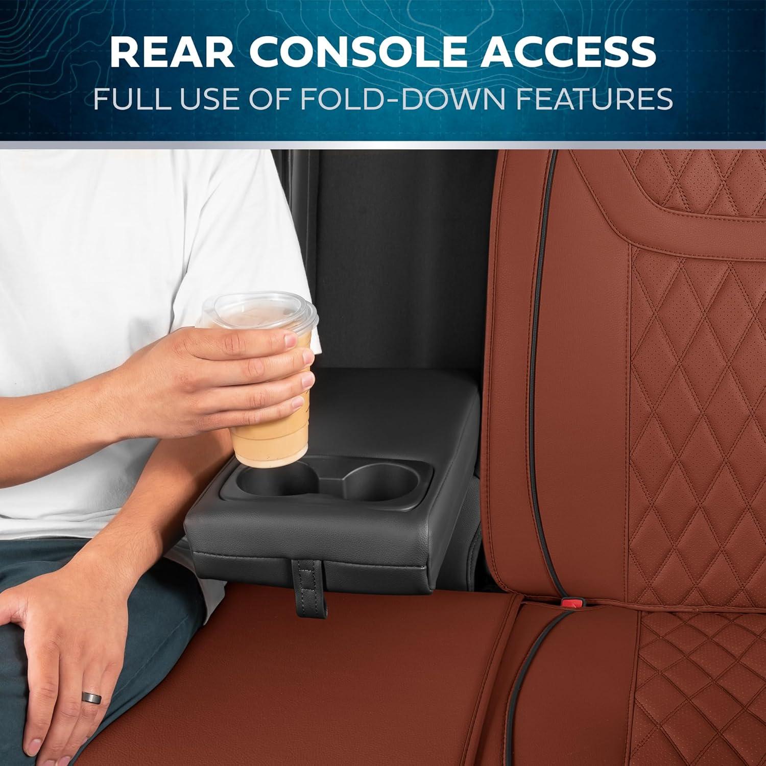 Fundas de Asiento de Coche MotorBox Cuero Sintético Marrón