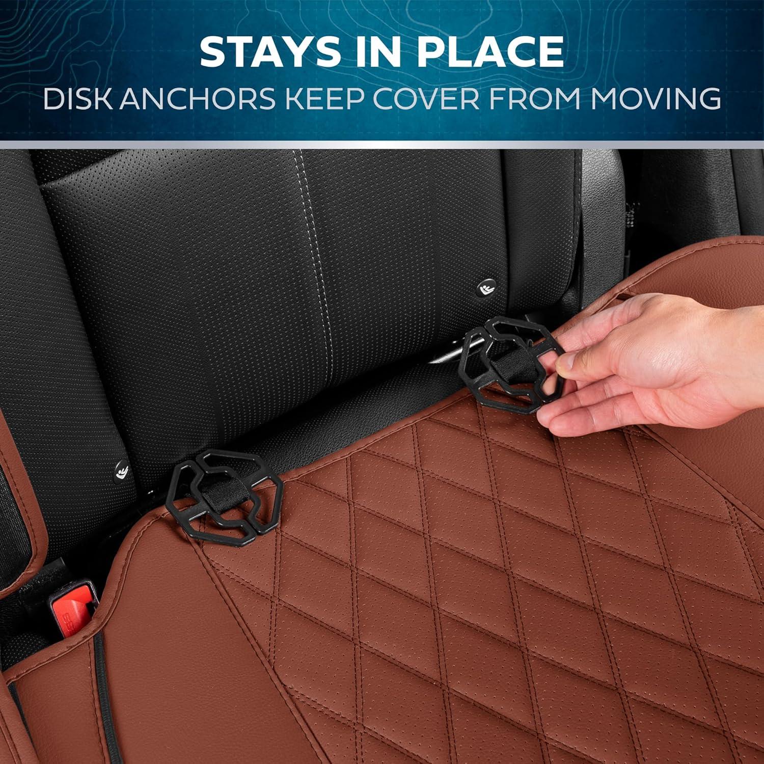 Fundas de Asiento de Coche MotorBox Cuero Sintético Marrón