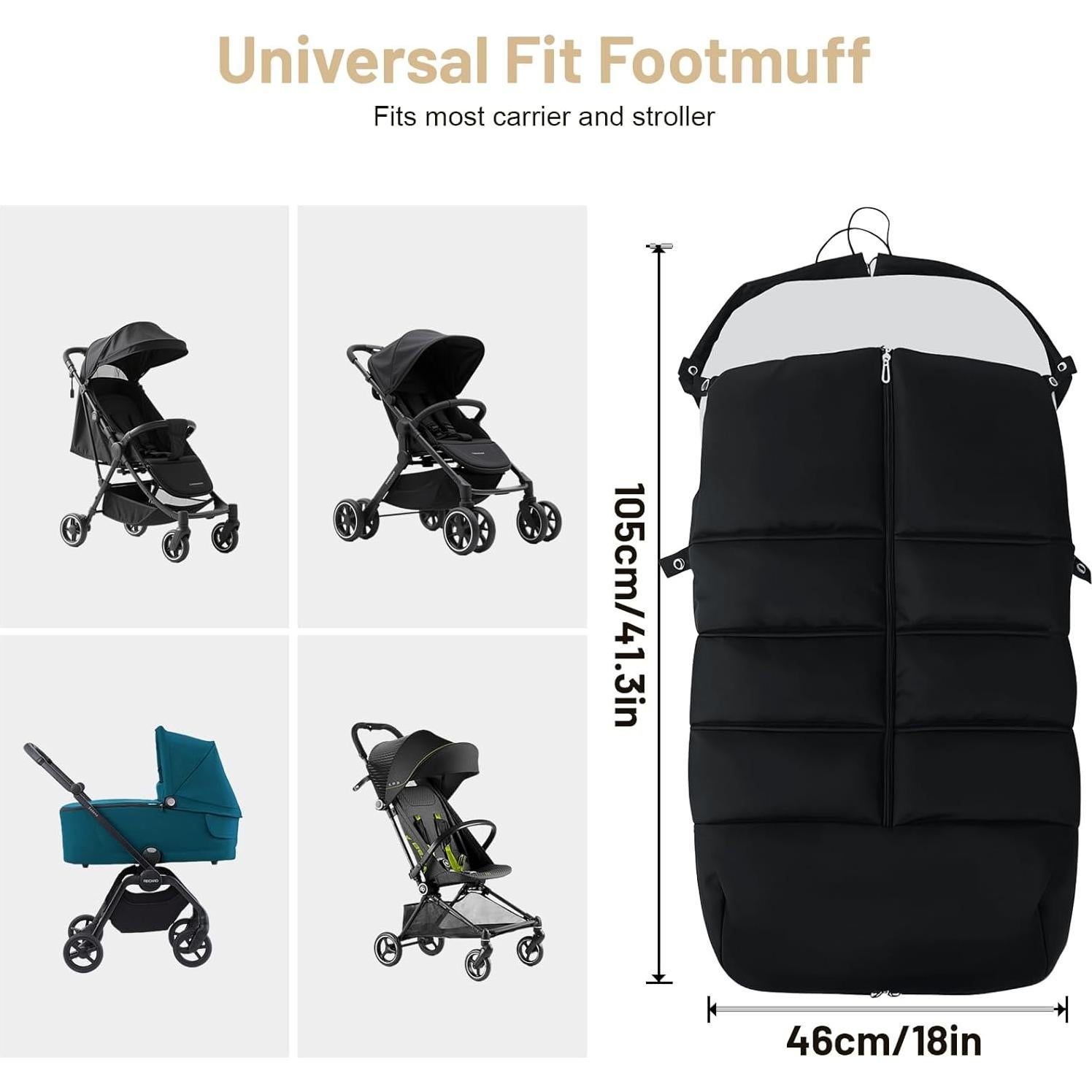 Bolsa de Saco para Cochecito KAKIBLIN Impermeable 105x46 cm