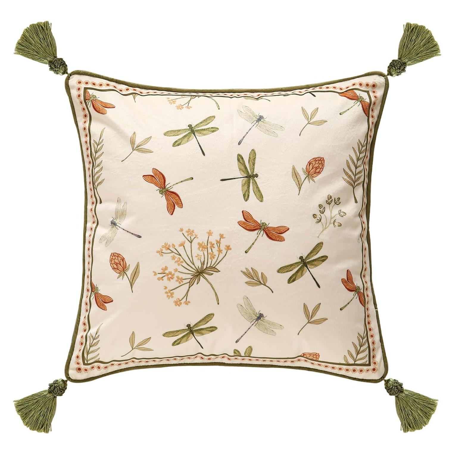 Funda de Cojín Decorativa ISAENNE 45.72cm Floral Verde