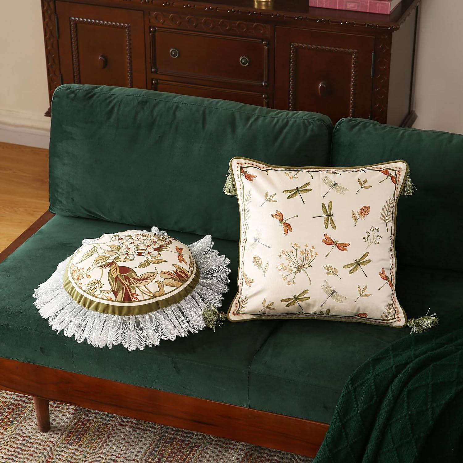 Funda de Cojín Decorativa ISAENNE 45.72cm Floral Verde