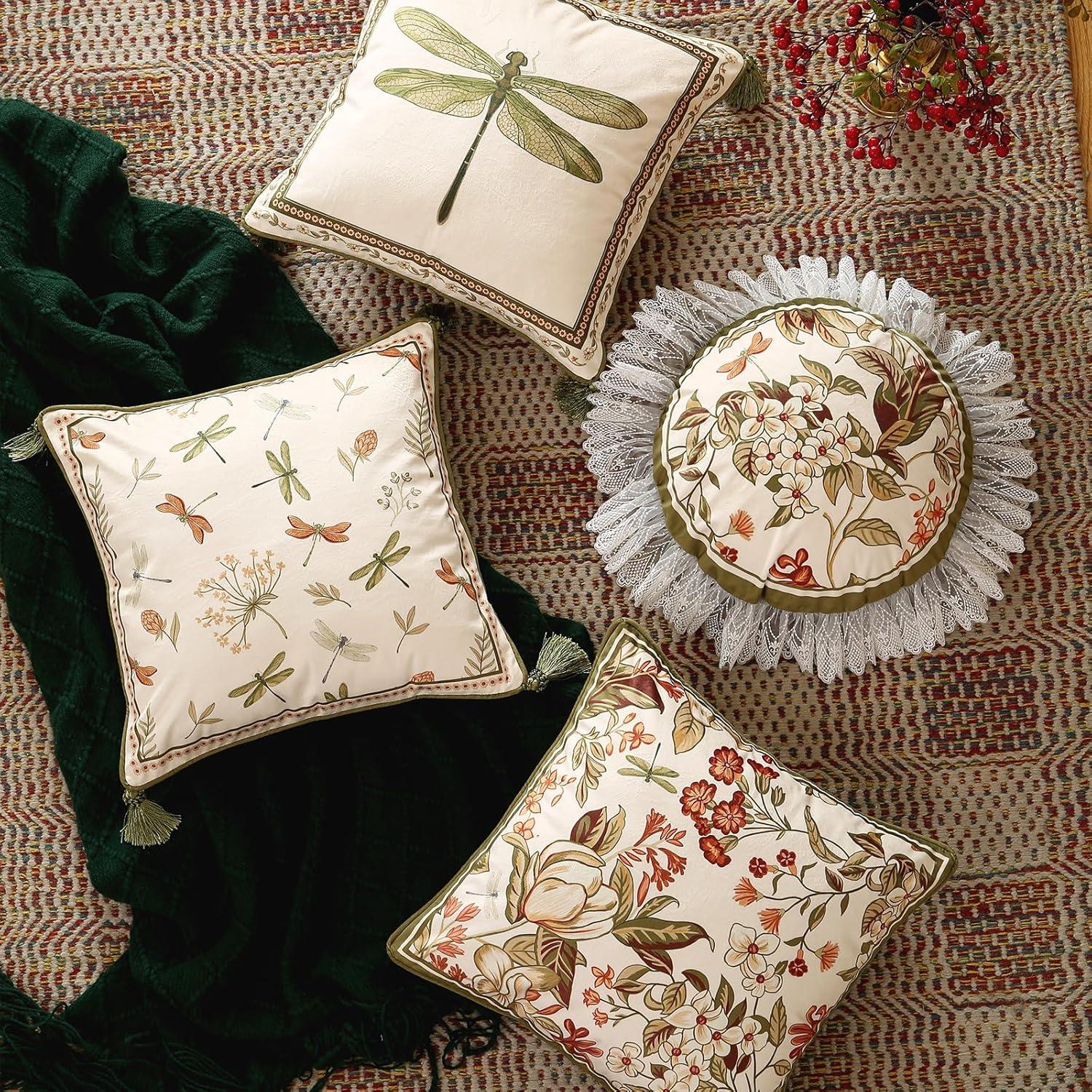 Funda de Cojín Decorativa ISAENNE 45.72cm Floral Verde