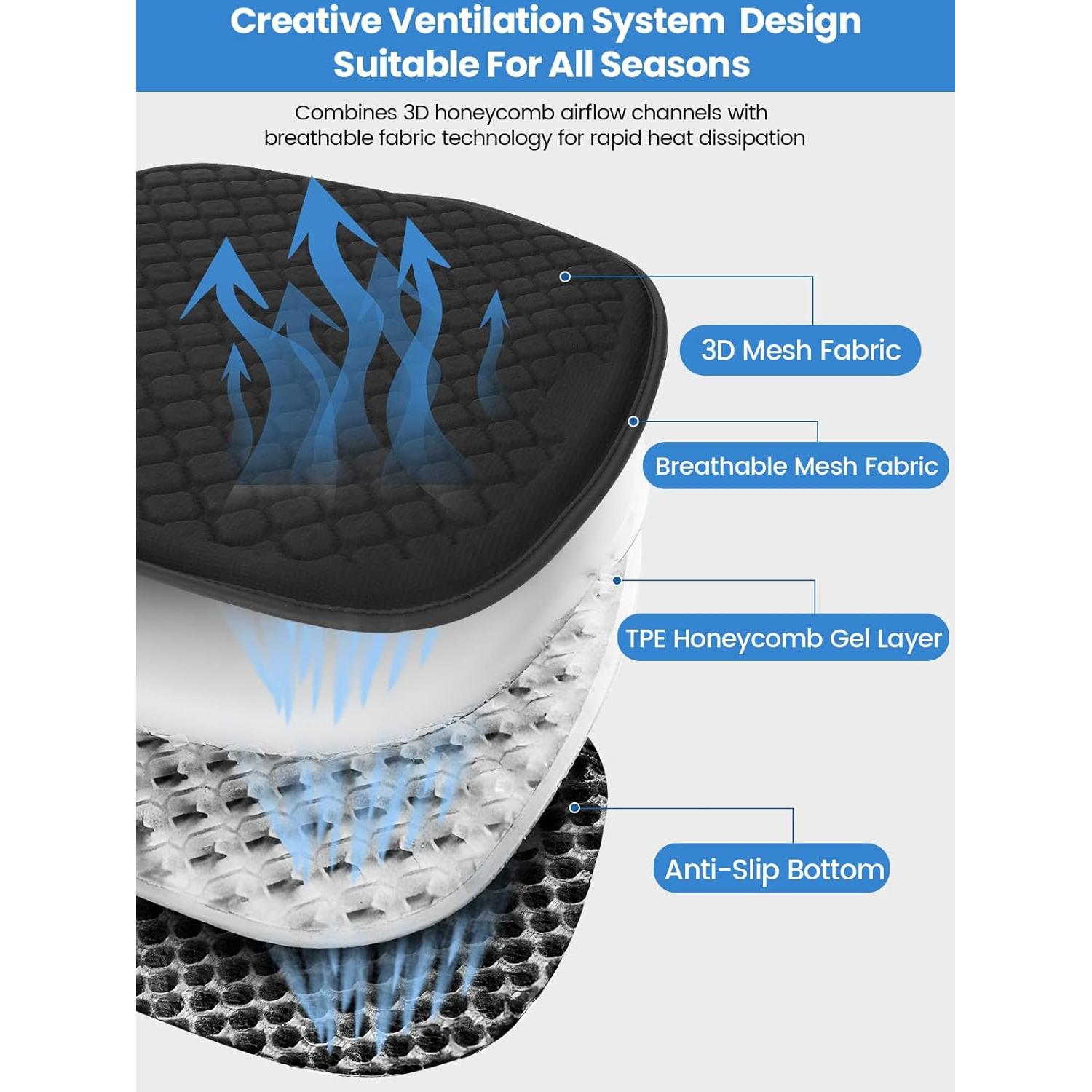 Cojín de Asiento Jisejima Antideslizante Negro 45.72x43.18cm